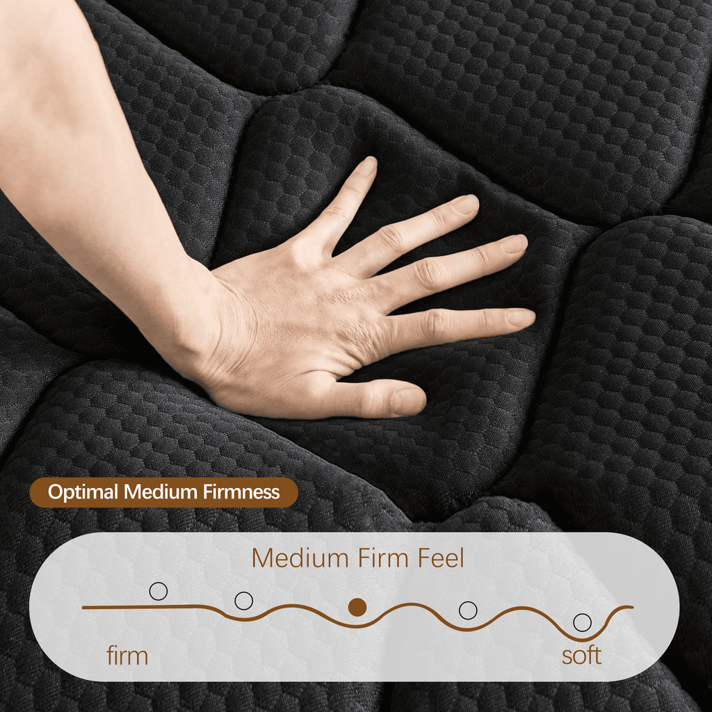 Mronae 12 Full Mattress,Black Cooling Gel Memory & Spring Hybrid Medium Comfort Full Size Mattress in a Box,Audlt,CertiPUR-US