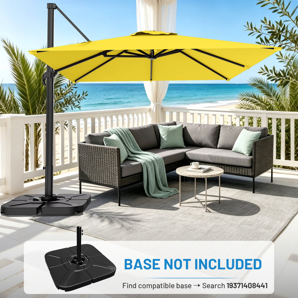 Easthome 10 × 10FT Square Cantilever Patio Umbrella, 360° Rotating Offset Umbrella with Crank, 8 ribs, Outdoor Hanging Roman Umbrella for Garden Deck Backyard, Red