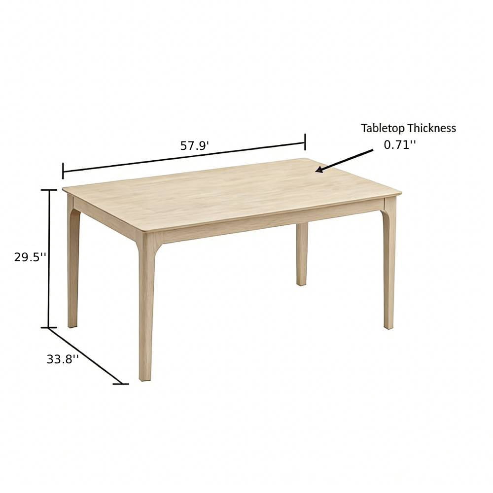 ACTU 57.9 Rectangular Wood Dining Table, Mid-Century Kitchen Table for Dining Room, Walnut
