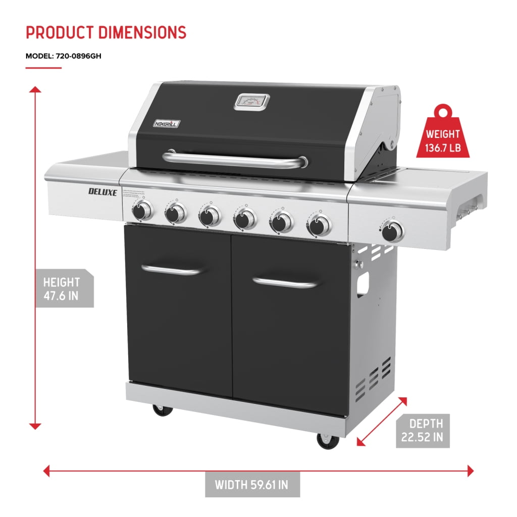 Nexgrill 4-Burner Dual Fuel Gas Grill with Side Burner and Griddle Insert, 627 SQ In Total Cooking Space, 59,000 BTUs Output, BBQ Grill Perfect for Outdoor Gatherings - 720-0958HE