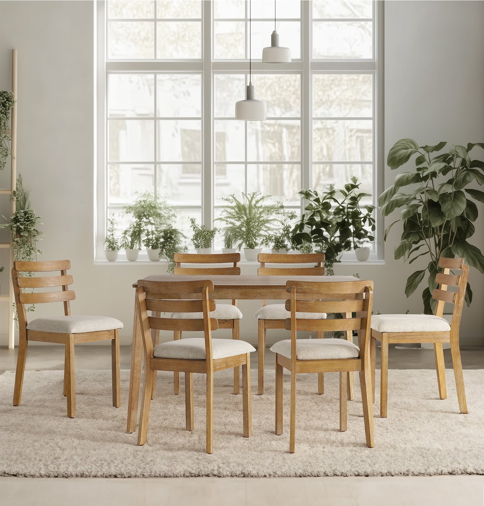 KithKasa Rectangular Dining Table Set for 4 , Kitchen Table and Chairs for 4, 5 Piece Space Saving Wood Kitchen & Dining Room Tables Set Furniture