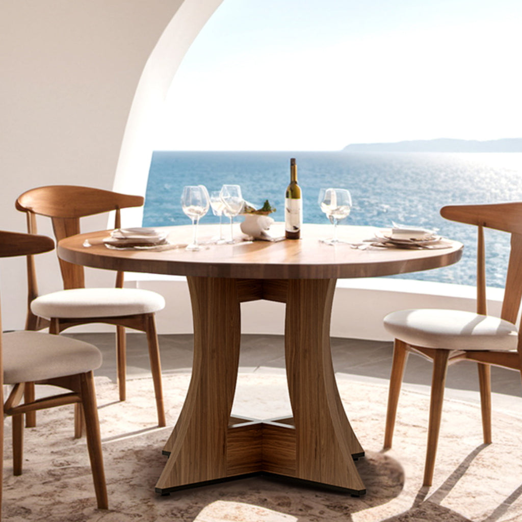MARNUR Round Dining Table for 4 Persons 47 Kitchen Table for Dining Room Kitchen, Walnut (Only Table)