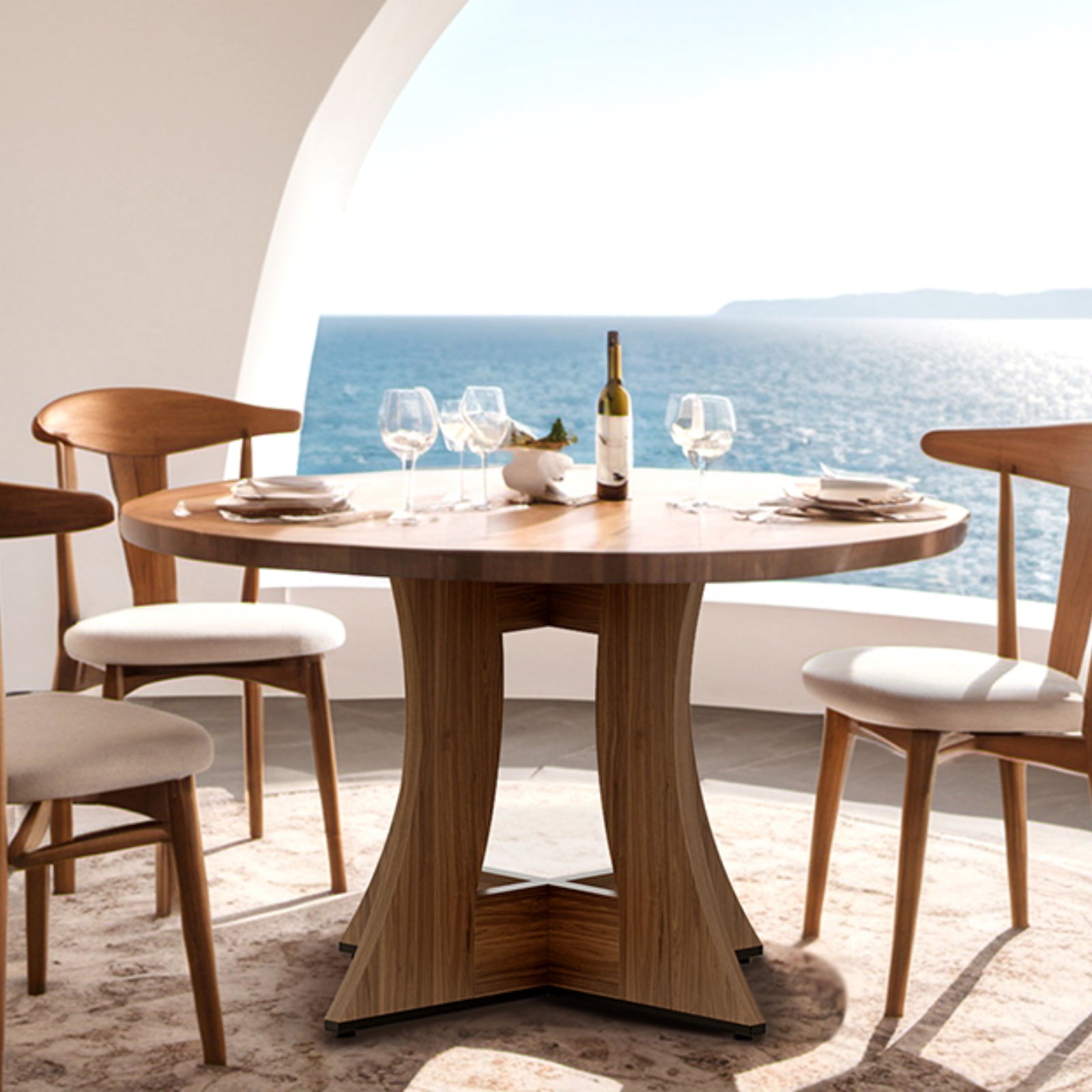 MARNUR Round Dining Table for 4 Persons 47 Kitchen Table for Dining Room Kitchen, Walnut (Only Table)