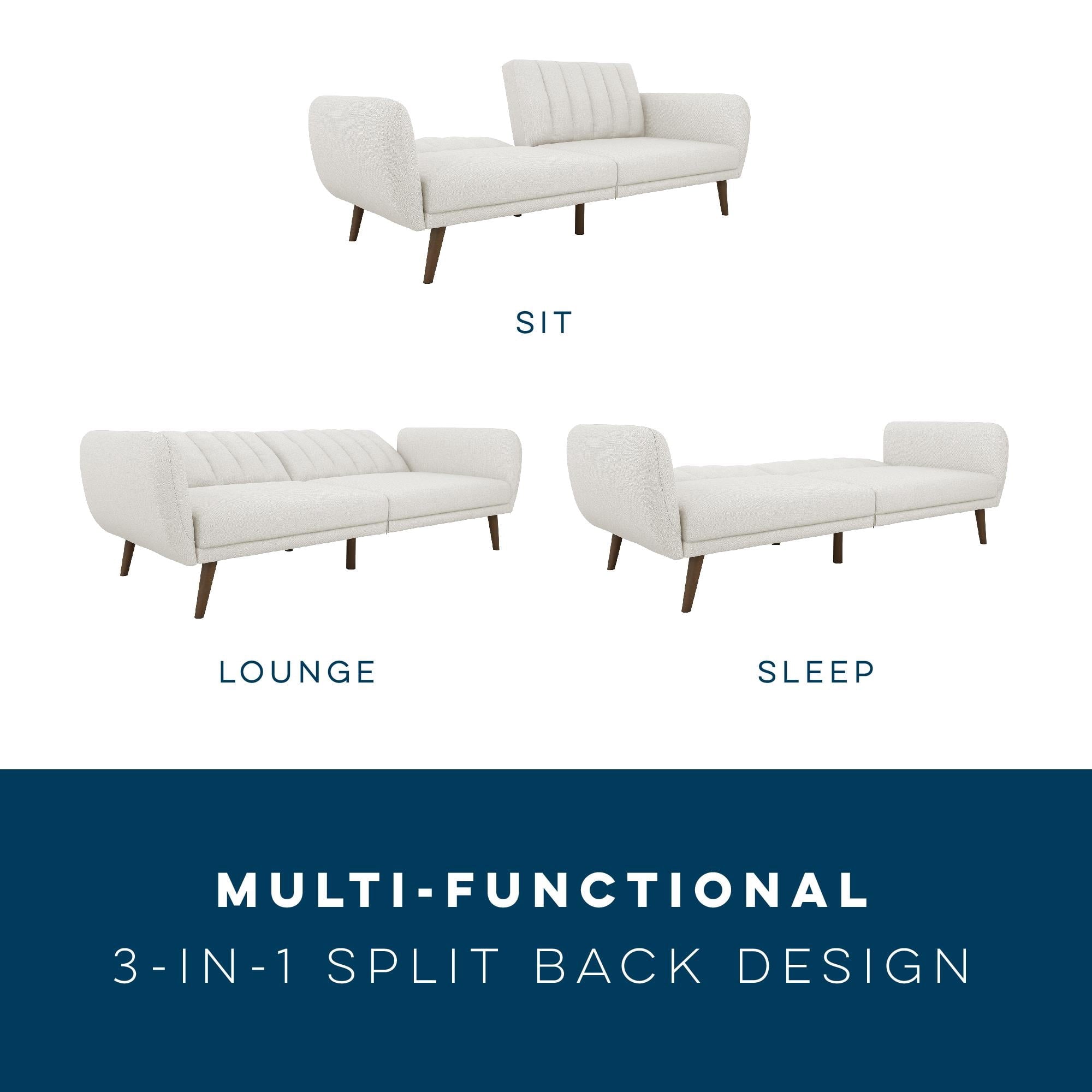 Novogratz Brittany Futon, Blue Linen
