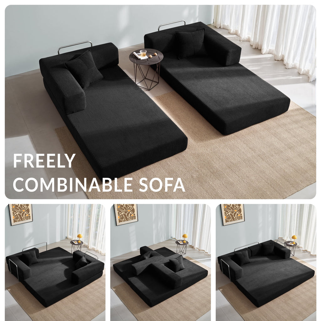 YINIX 78,6 Convertible Sofa Couch with 2 Pillows, Sleeper Sofa Bed for Living Room, Small Spaces, Orange