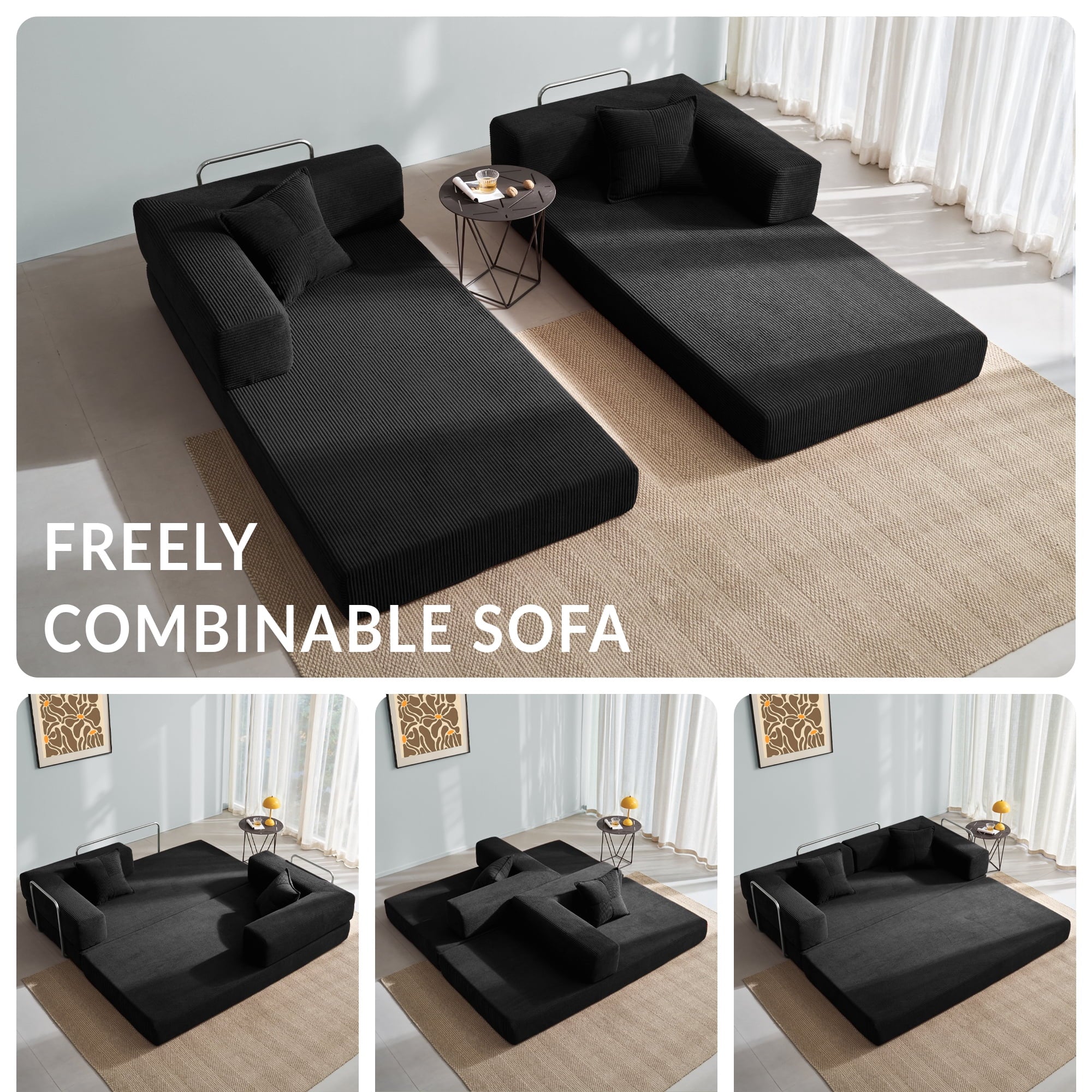 YINIX 78,6 Convertible Sofa Couch with 2 Pillows, Sleeper Sofa Bed for Living Room, Small Spaces, Orange