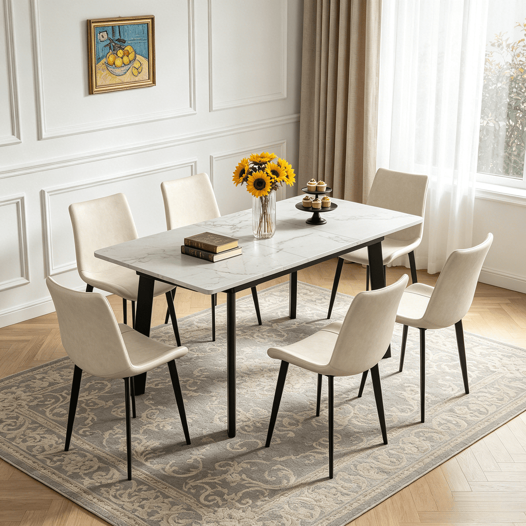 63.2-78.2 Extendable Dining Room Table,Modern MDF Dining Table Set for 4-8,Space Saving Dining Room Table Compact for Living Room, Apartment