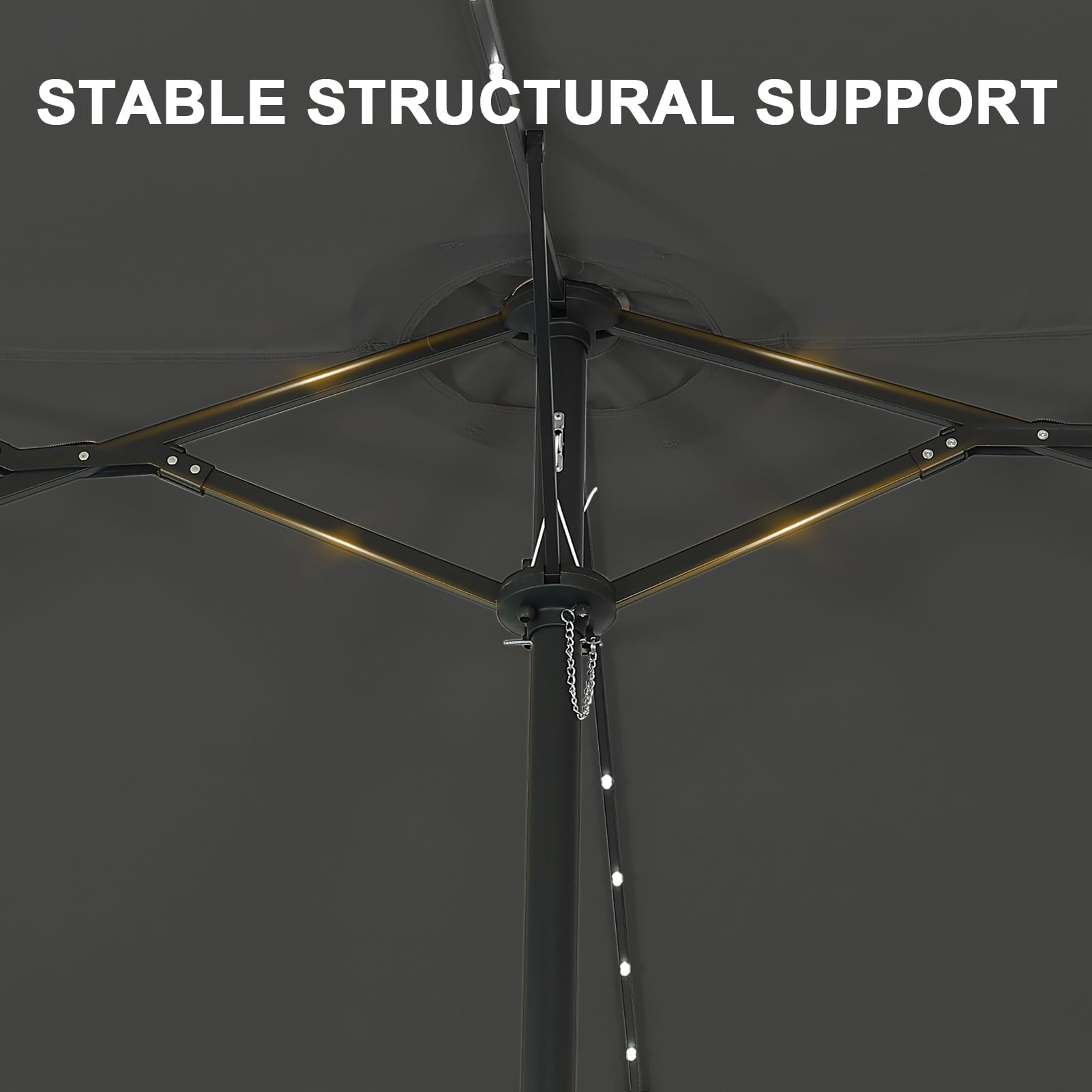 Ainfox 15ft Large Patio Umbrella with Solar Lights, Double-Sided Outdoor Rectangle Table Umbrellas with Sand Bag Base，Beige