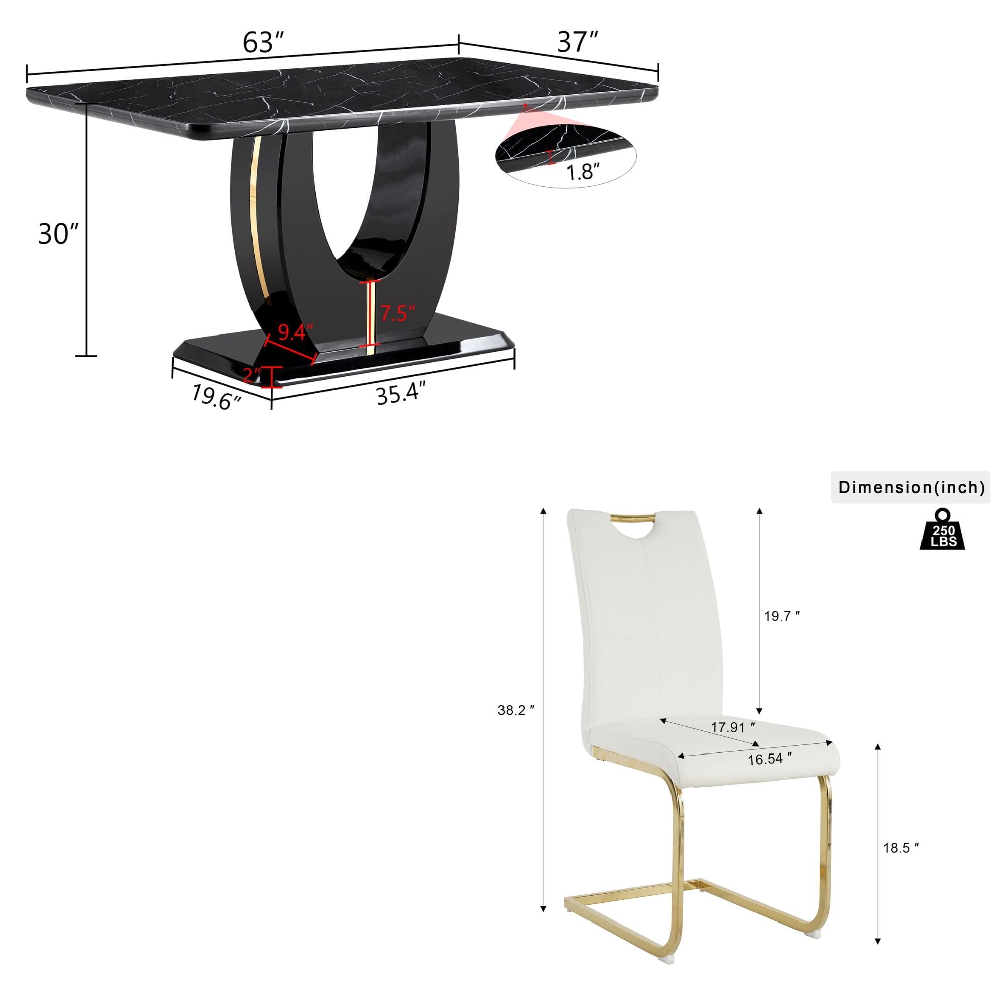 63 Modern White Rectangle Faux Marble Dining Table Room Sets for 4,Dining Table with 4 Velvet Dining Chairs,White Table and 4 Gray Chairs with Silver Leg