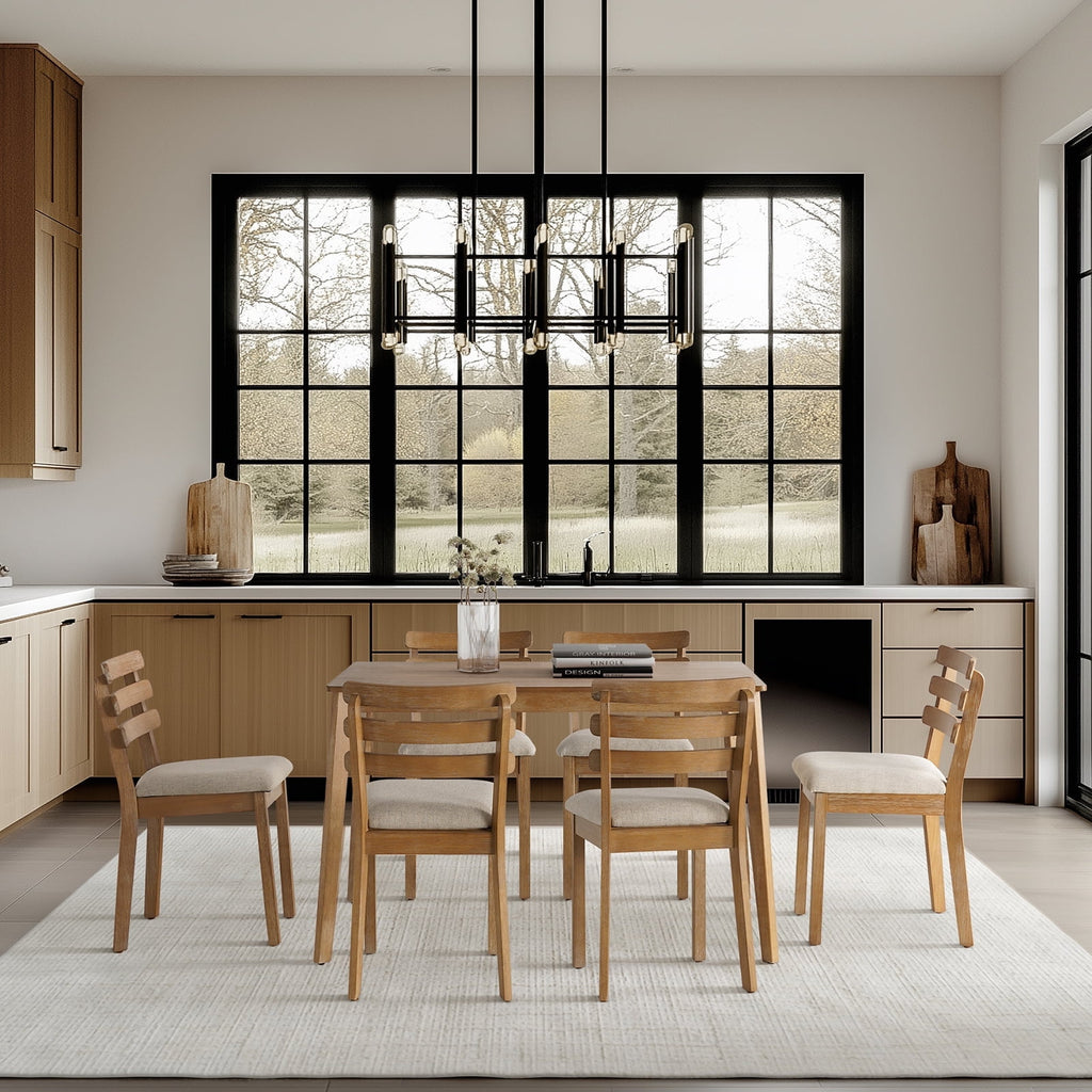KithKasa Rectangular Dining Table Set for 4 , Kitchen Table and Chairs for 4, 5 Piece Space Saving Wood Kitchen & Dining Room Tables Set Furniture