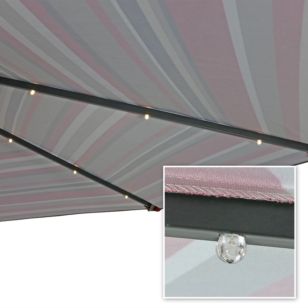Sunnydaze Decor 91 Awning Striped Octagon Market Patio Umbrella, Adjustable Angle