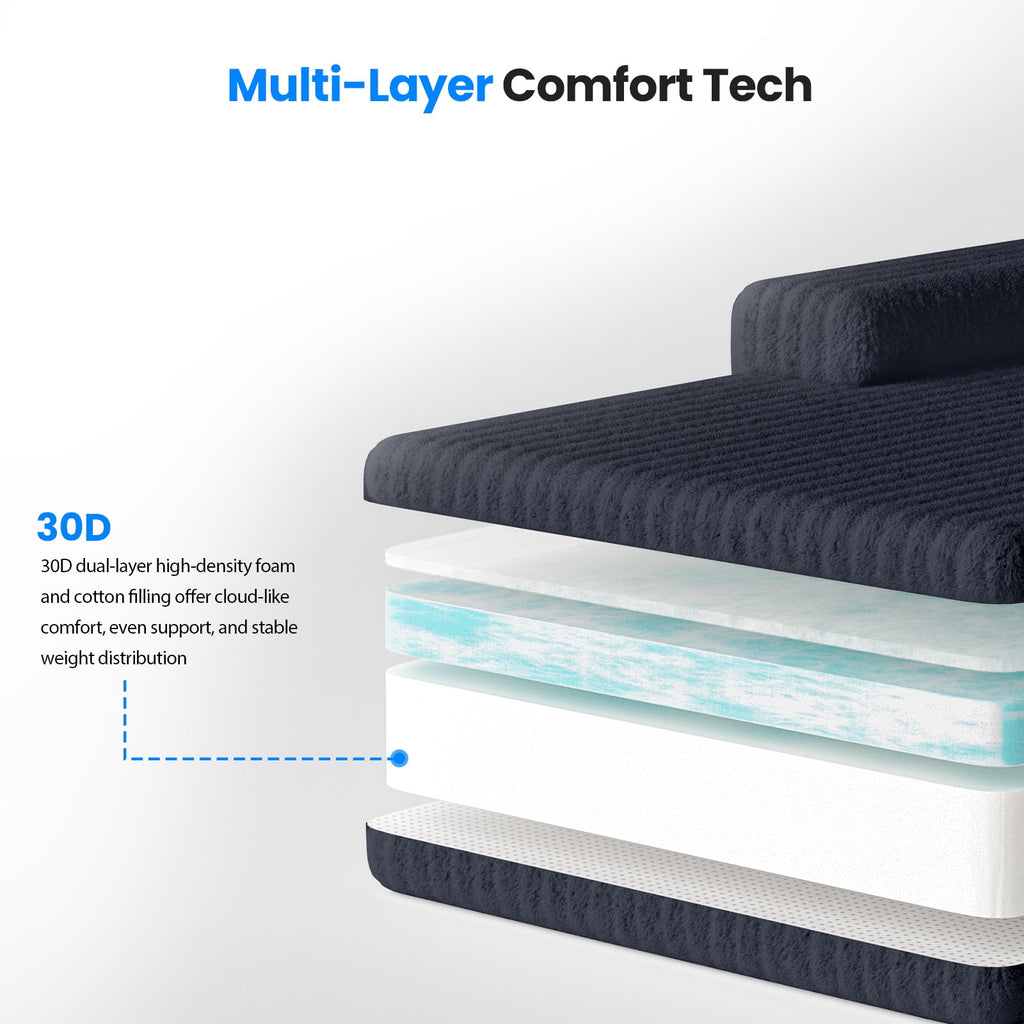 71 High Backrest Sofa for Small Spaces, Compressed Corduroy Couch with Deep Seating for Living Room, Bedroom, Dark Grey