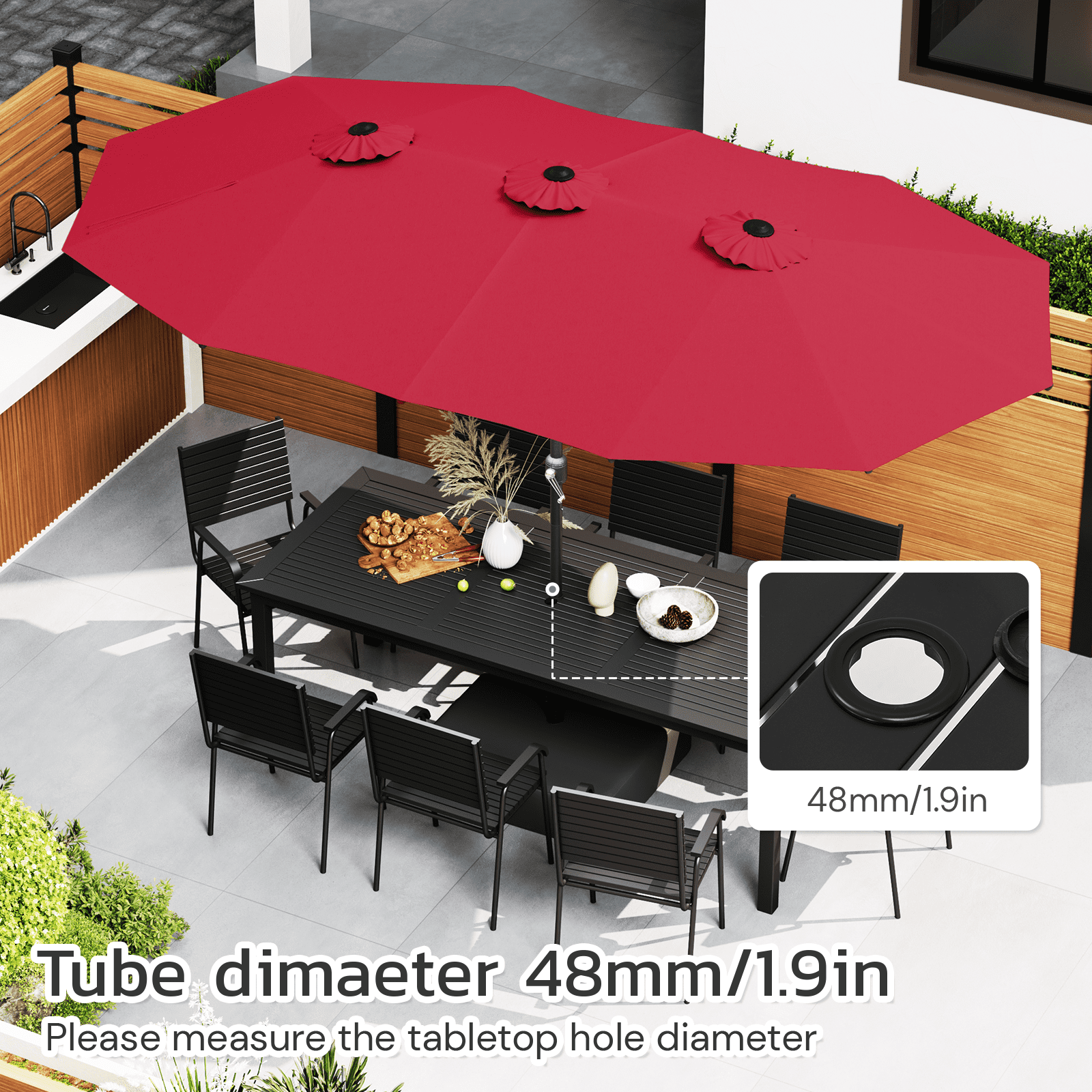 AECOJOY 10x10ft Outdoor Cantilever Patio Umbrella with Base, 360° Tilt & Rotate, Beige
