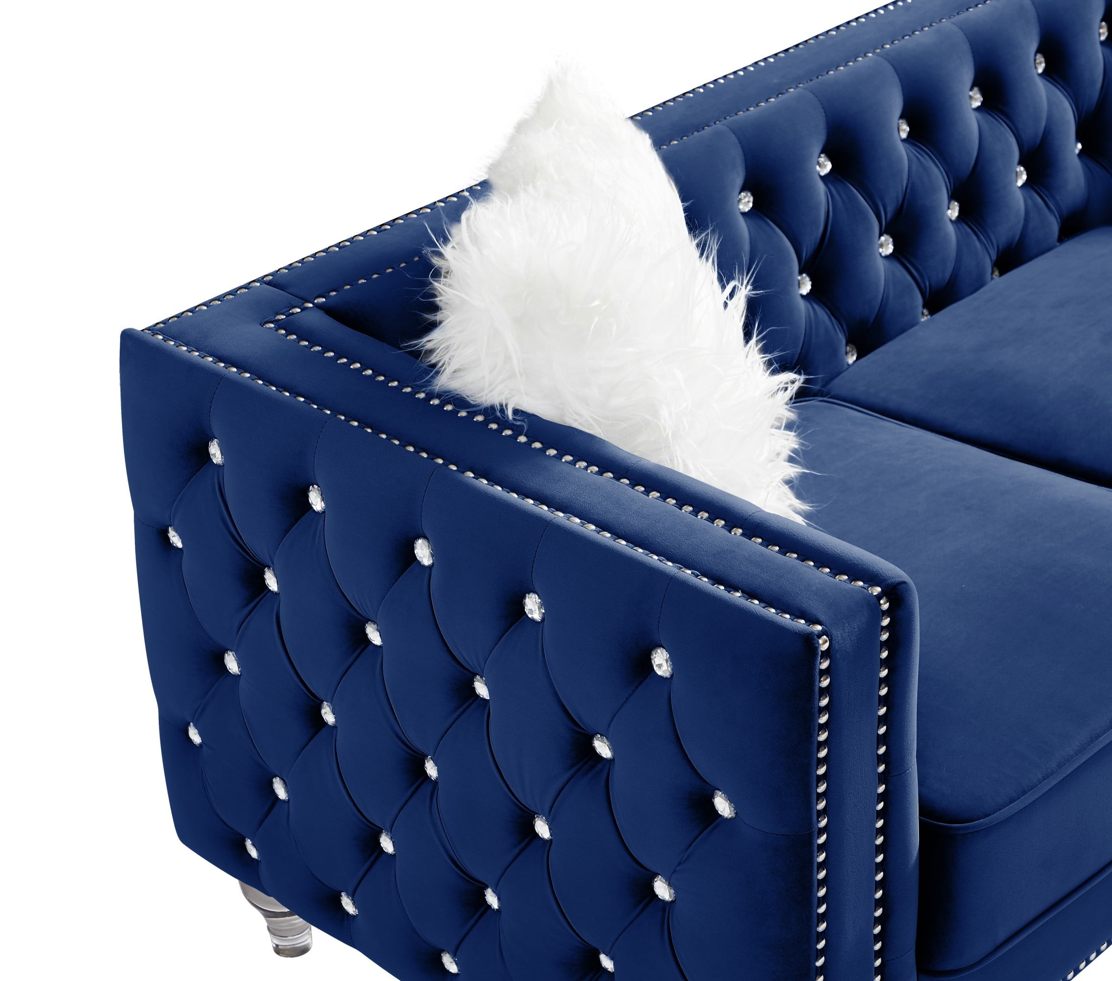Gewnee 86.6 Modern Sofa Couch,Teddy Velvet 3 Seaters Comfy Couch with Deep Seat for Living Room,2 Pillows,Beige