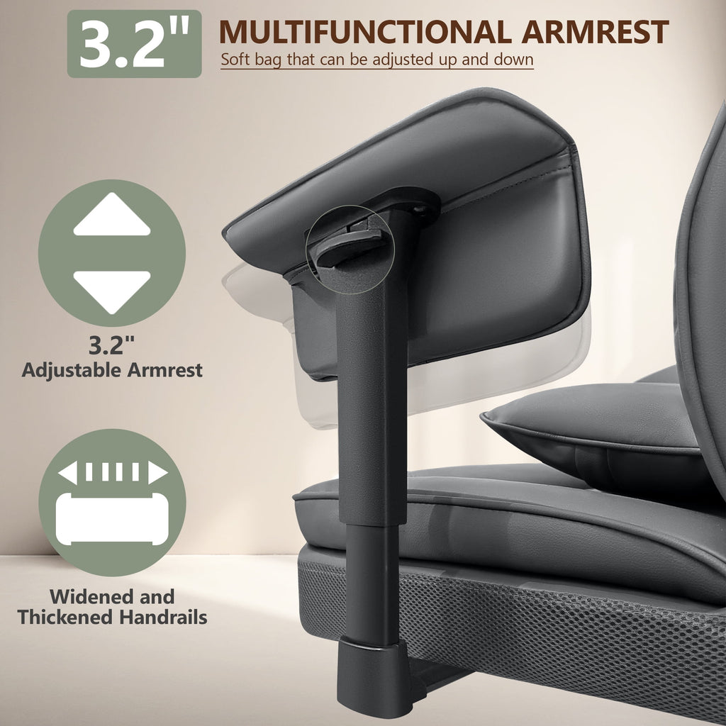 COOLHUT Big and Tall PU Leather Office Chair with Adjustable Headrest & Footrest, Executive Computer Desk Chair with 3D Adjustable Padded Armrest, Ergonomic Office Chair with Lumbar Support, Black