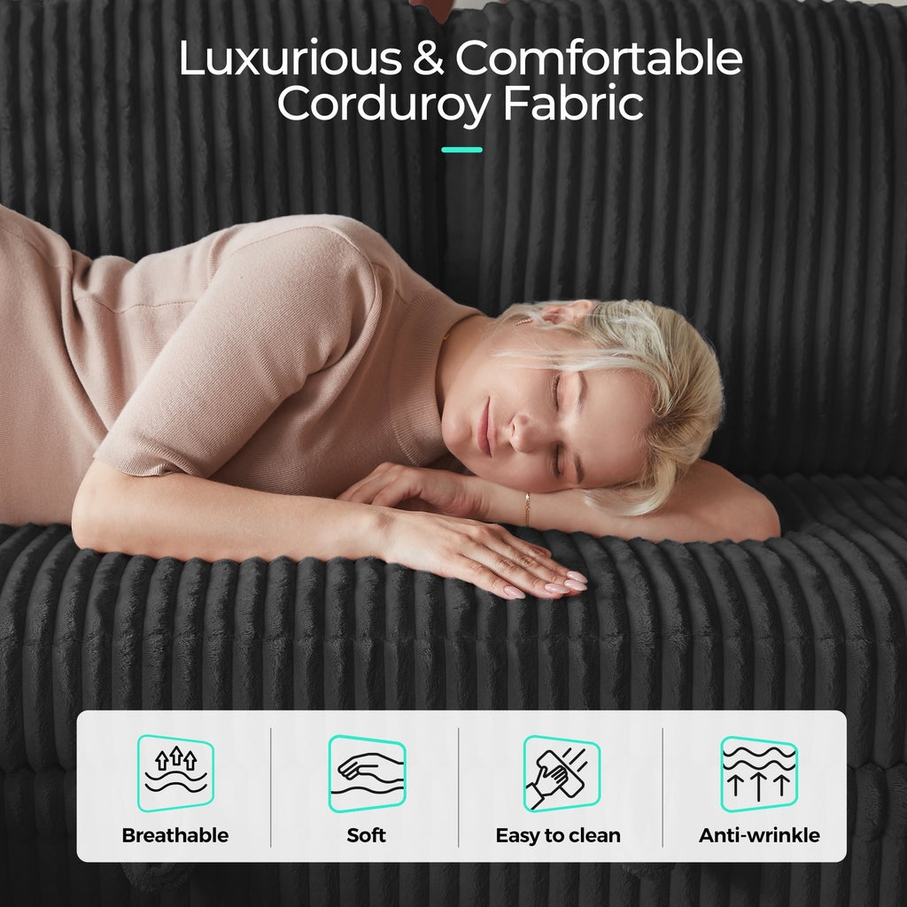LINSY HOME L Shaped Sectional Couches for Living Room, Sleeper Sofa Bed with Reversible Storage Chaise, Pull Out Couch Bed with USB, Cup Holder, Black