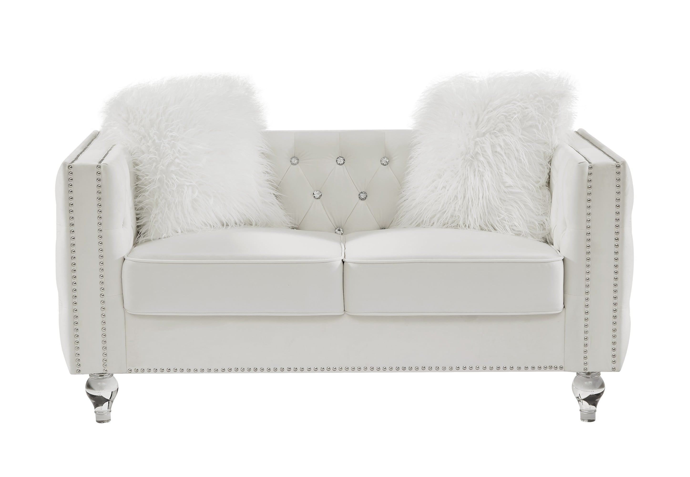 Gewnee 86.6 Modern Sofa Couch,Teddy Velvet 3 Seaters Comfy Couch with Deep Seat for Living Room,2 Pillows,Beige