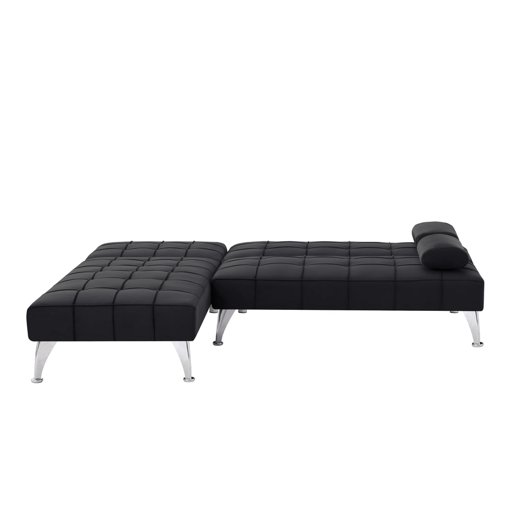 Gewnee 78.35”L-Shaped Velvet Reversible Sectional Sleeper Sofa,Futon Sofa with Adjustable Split Back & Chaise,Couch for Home,Office and Guest Room.Black