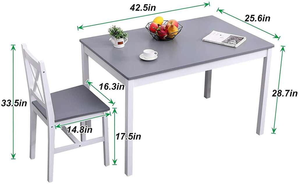 Soges 4-Person Dining Table Set 5 Pieces, Wood Kitchen Table Set with 4 Chairs for Kitchen Dining Room Restaurant, White&Oak