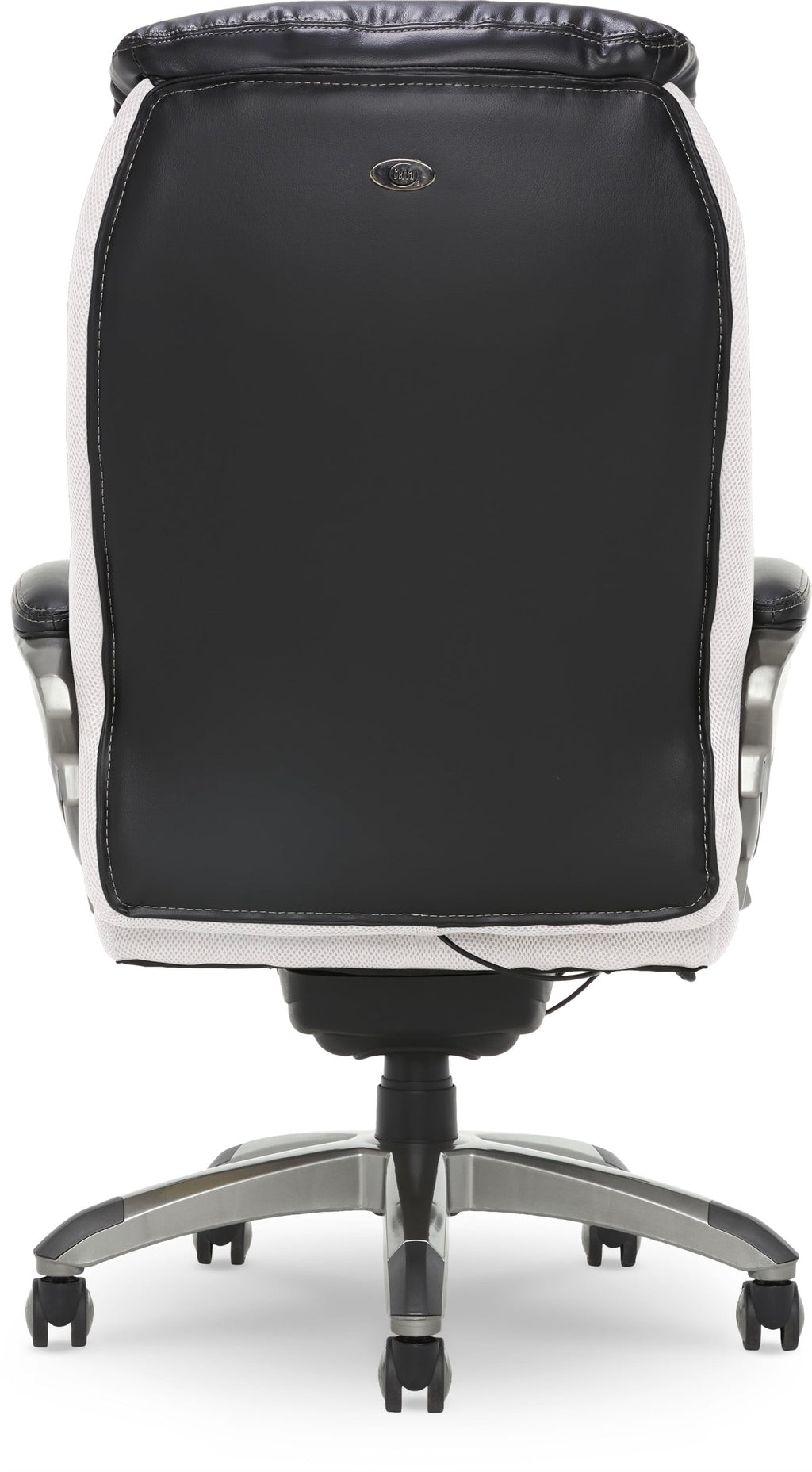 Serta Lautner Executive Home Office Desk Chair, Ergonomic High-Back with Adjustable Lumbar and Body Pillows, SmartLayers and ComfortCoils Technology, Mesh and Bonded Leather, Black and Gray