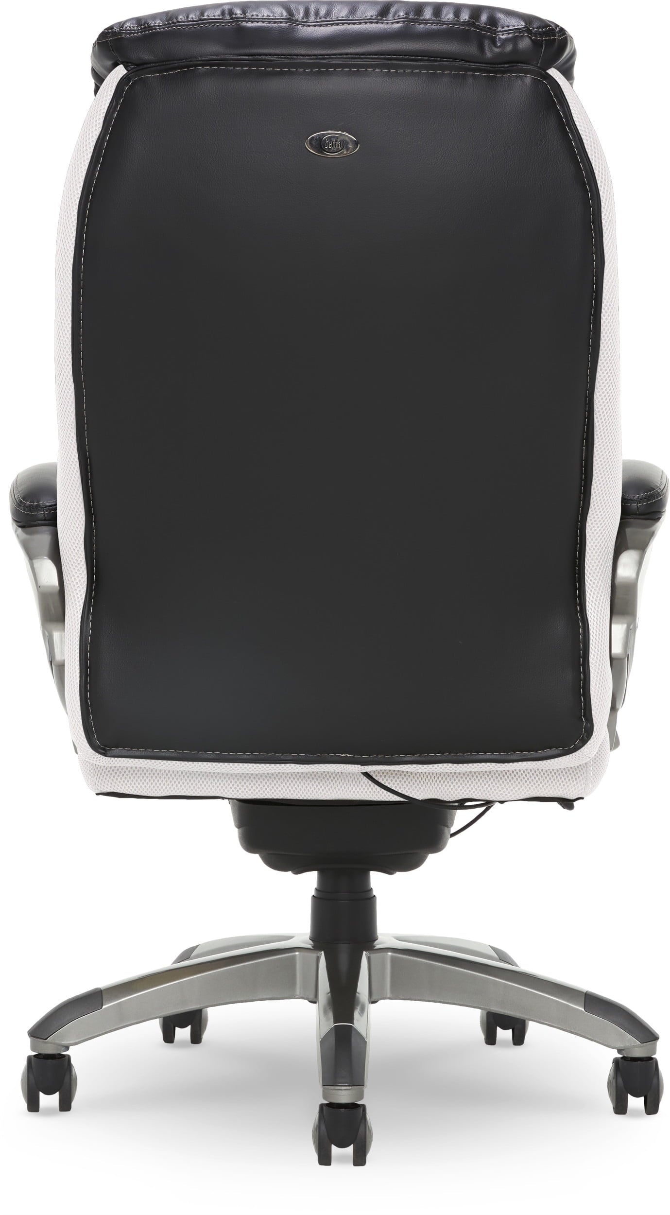 Serta Lautner Executive Home Office Desk Chair, Ergonomic High-Back with Adjustable Lumbar and Body Pillows, SmartLayers and ComfortCoils Technology, Mesh and Bonded Leather, Black and Gray