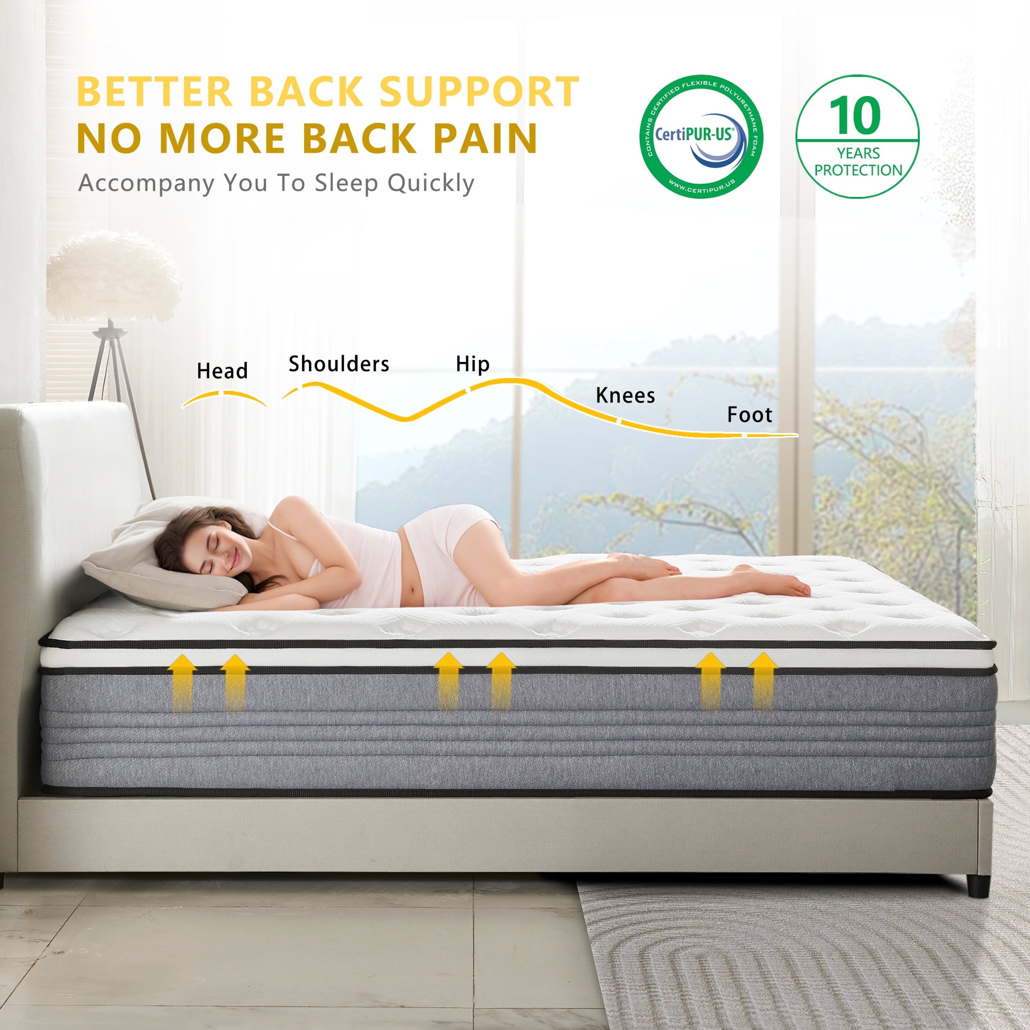 Giovanly 12 inch Full Hybrid Mattress in a Box, Memory Foam and Individually Wrapped Pocket Coils, Medium Firm, Motion Isolation & Edge Support, Breathable Cooling Gel, CertiPUR-US Certified