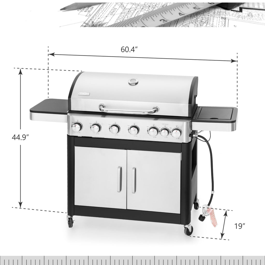 MF Studio 4 Burner Propane Gas Outdoor Grill with Side Burner Stainless Steel BBQ Grill