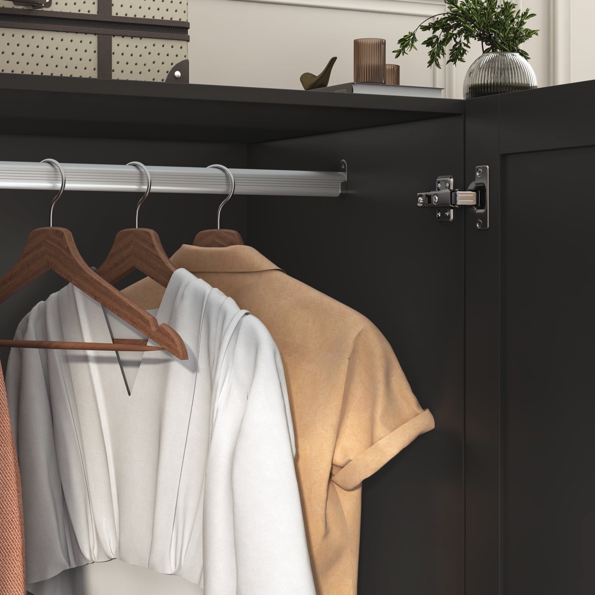 75 Tall 3 Doors Armoire Wardrobe Closet with  3 Drawers and Mirror, Large Wardrobe Closet for Bedroom with LED Lights, Wooden Armoire Storage Cabinet with Hanging Rod, Adjustable shelves (White)
