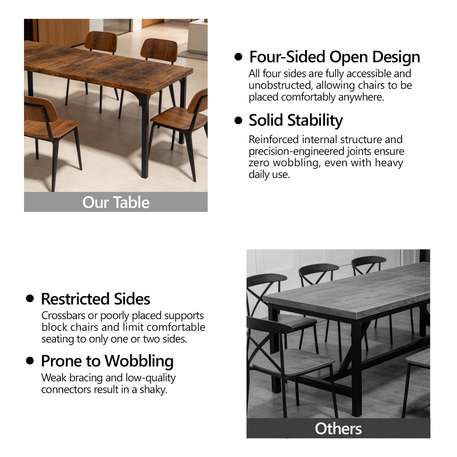 Ktaxon 70.8 Dining Table for 6~8, Farmhouse Kitchen Table Large Rectangle Dinner Table for Home, Dining Room, Kitchen, Brown