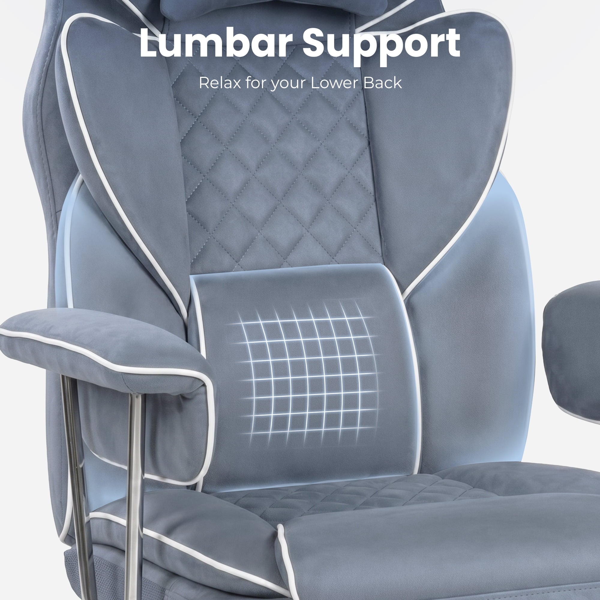 CELTOSS Executive Office Chair 400LBS, High Back Computer Chair with Arms and Footrest, Ergonomic Desk Chair with Lumbar Support, 90–135° Reclining Office Chairs for Home Work, Fabric Blue