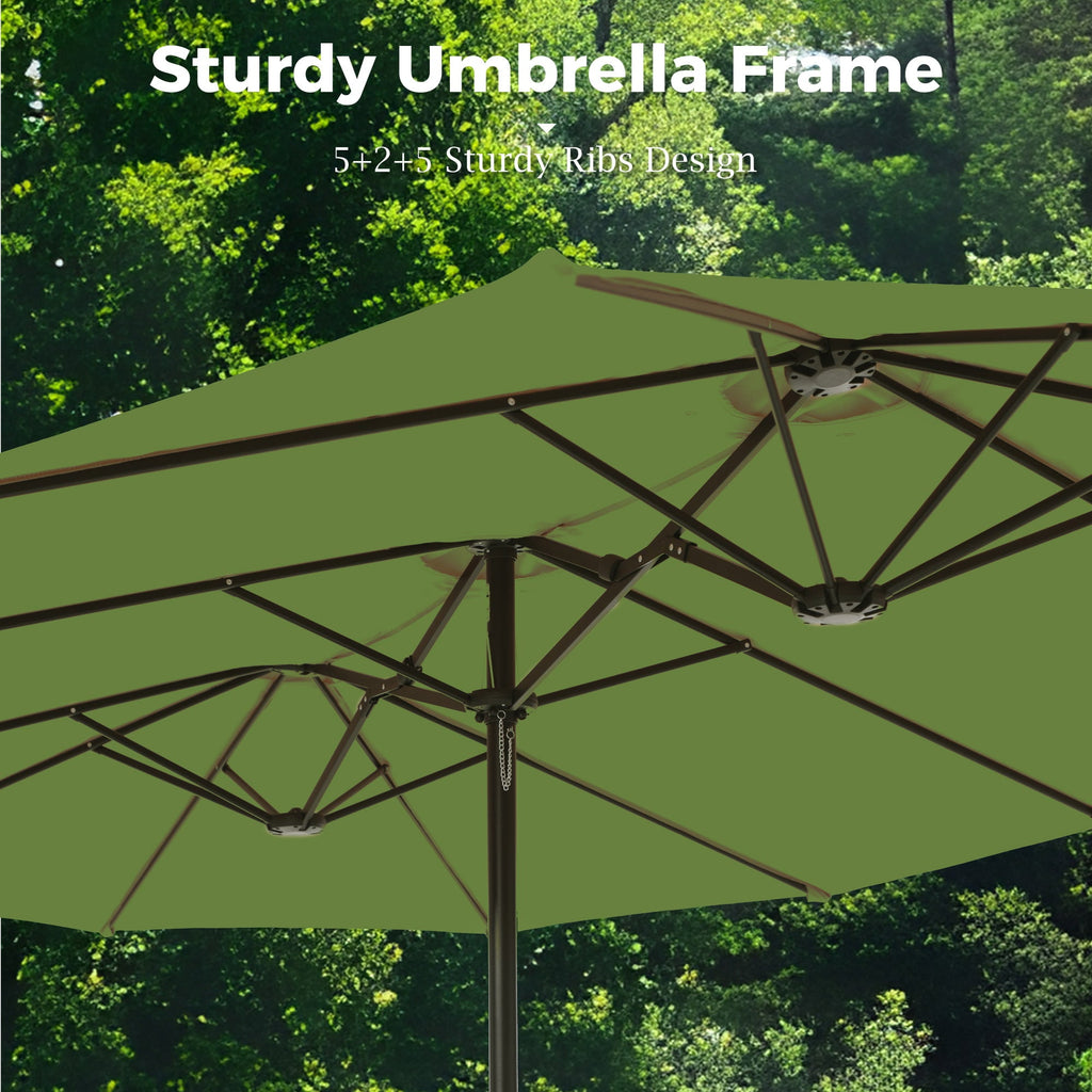Alpha Joy 15ft Outdoor Patio Umbrella Extra-Large Double-Sided Garden Umbrella with Crank Handle and Base - Ivory