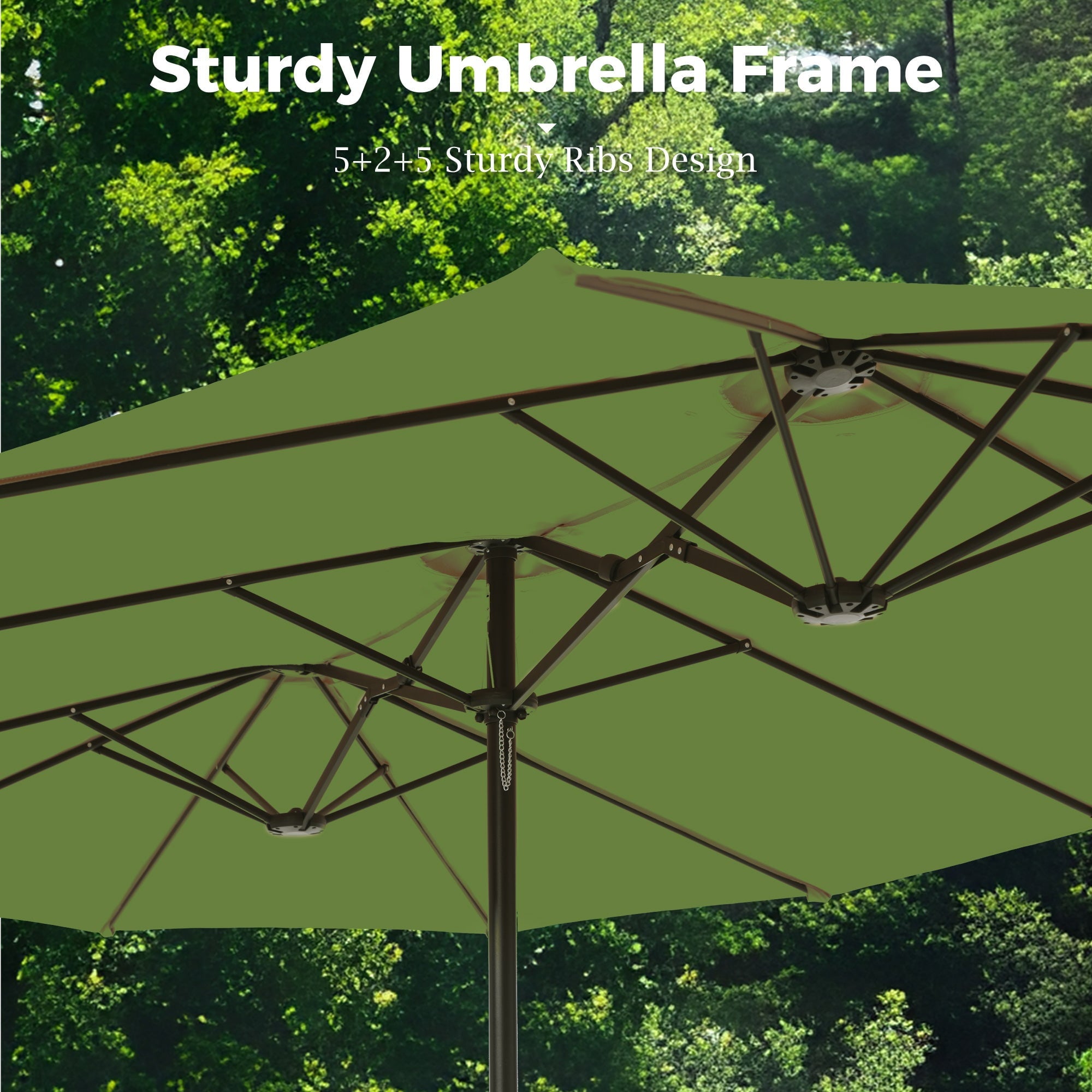 Alpha Joy 15ft Outdoor Patio Umbrella Extra-Large Double-Sided Garden Umbrella with Crank Handle and Base - Ivory