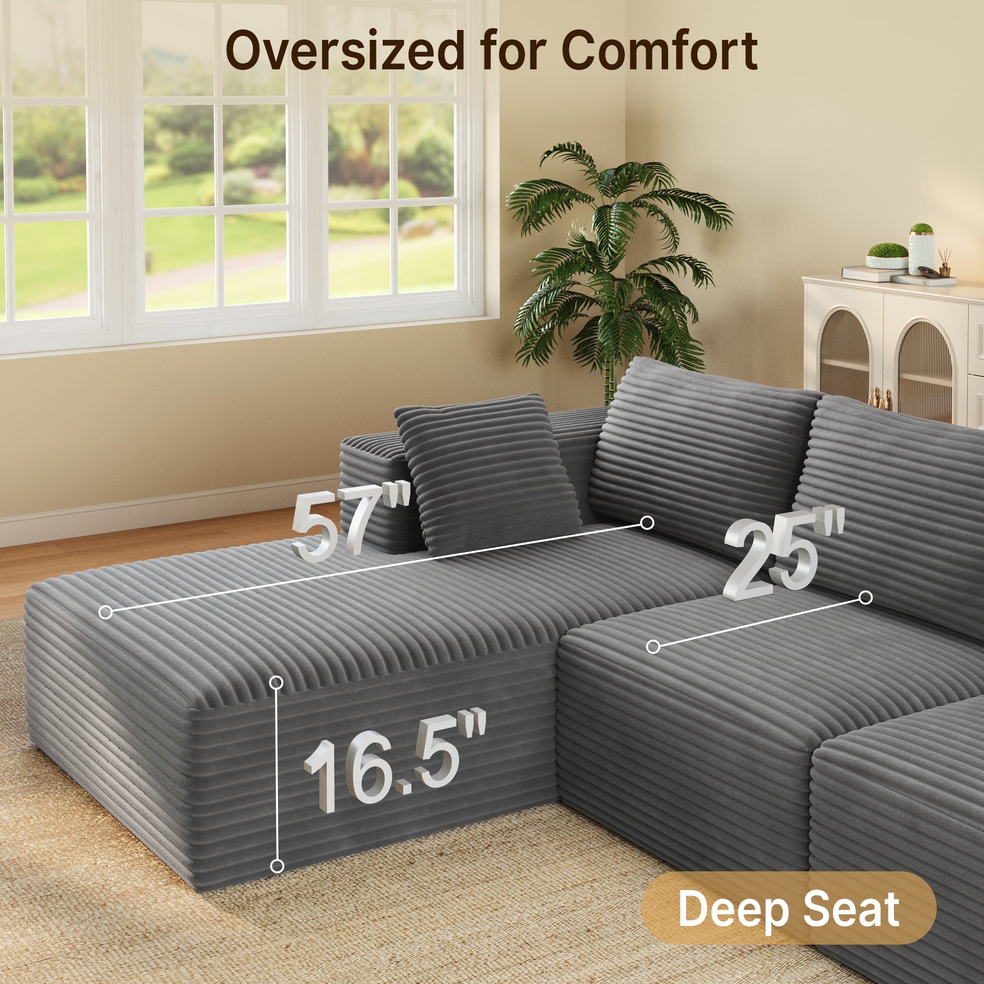 Comfortable Sofa Couch, Lofka L Shaped Foam Couch for Office, Living Room, Green