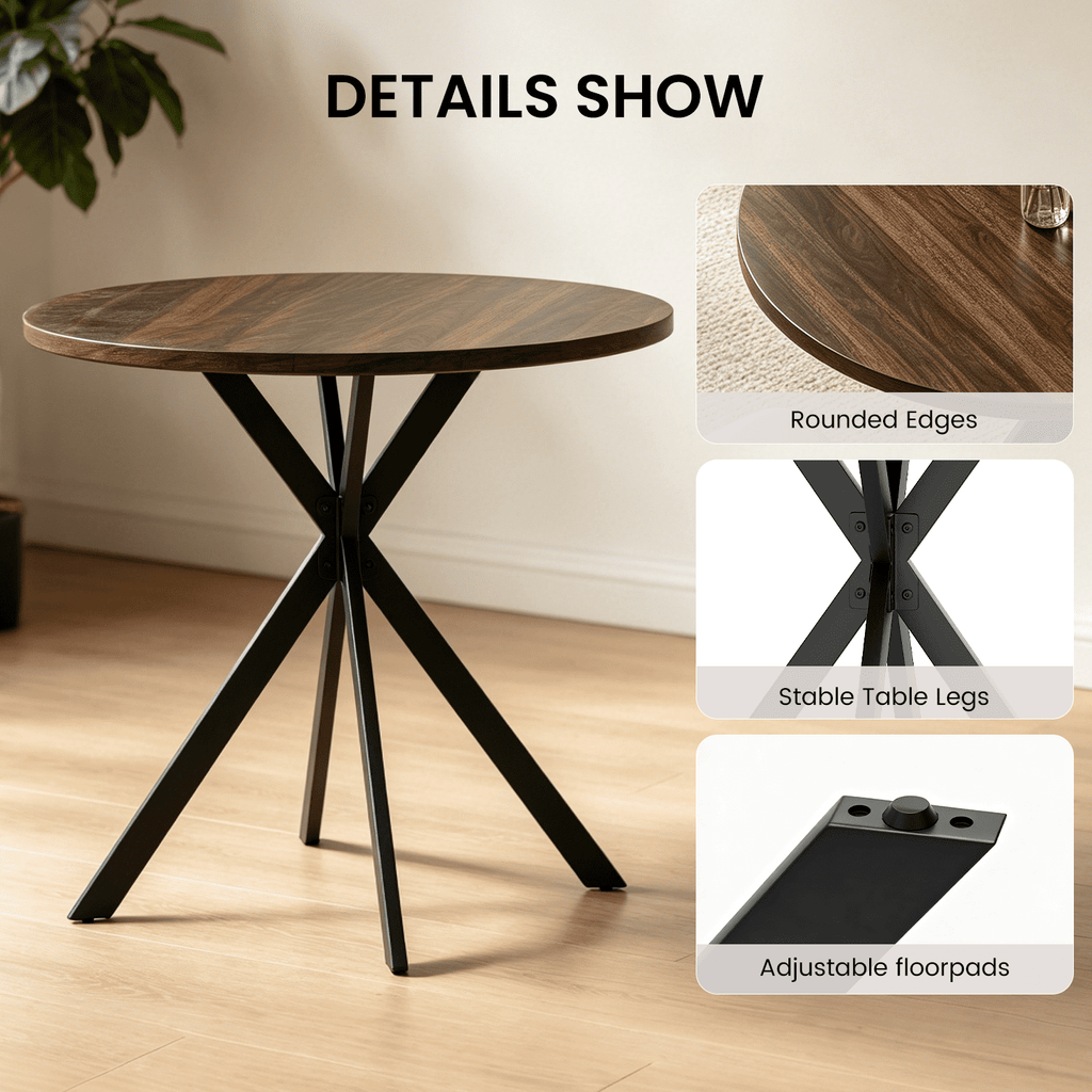 Small Round Dining Table for 2-4 People, 31.7 Modern Round Kitchen Table, Space-Saving Table for Living Dining Room, Coffee ,Apartment