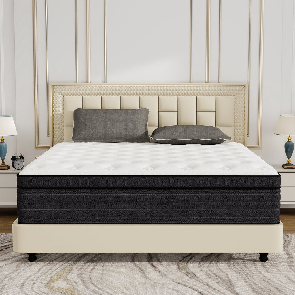 Yilicy 12 inch Queen Mattress, Gel Memory Foam & Spring Hybrid Medium Comfort Mattress in a Box,Adult