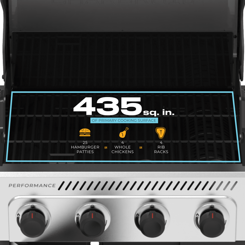 Charbroil® Performance Series™ FlavorMax™ 4 Burner Gas Grill Cabinet with Side Burner, Stainless Steel