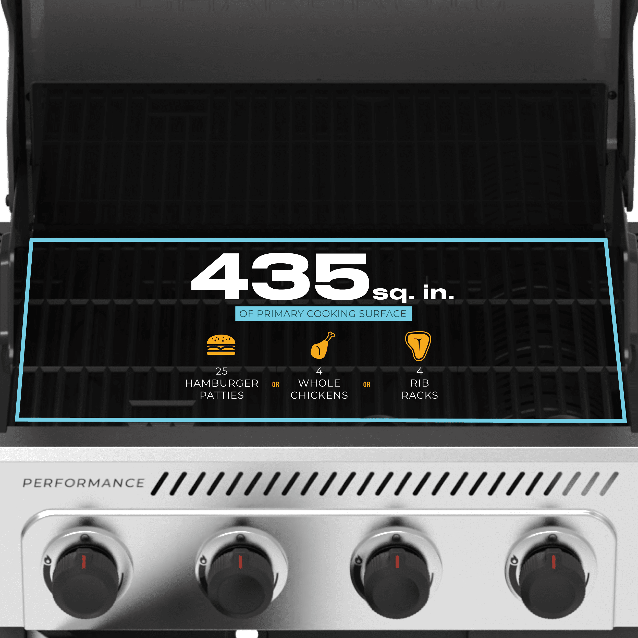 Charbroil® Performance Series™ FlavorMax™ 4 Burner Gas Grill Cabinet with Side Burner, Stainless Steel