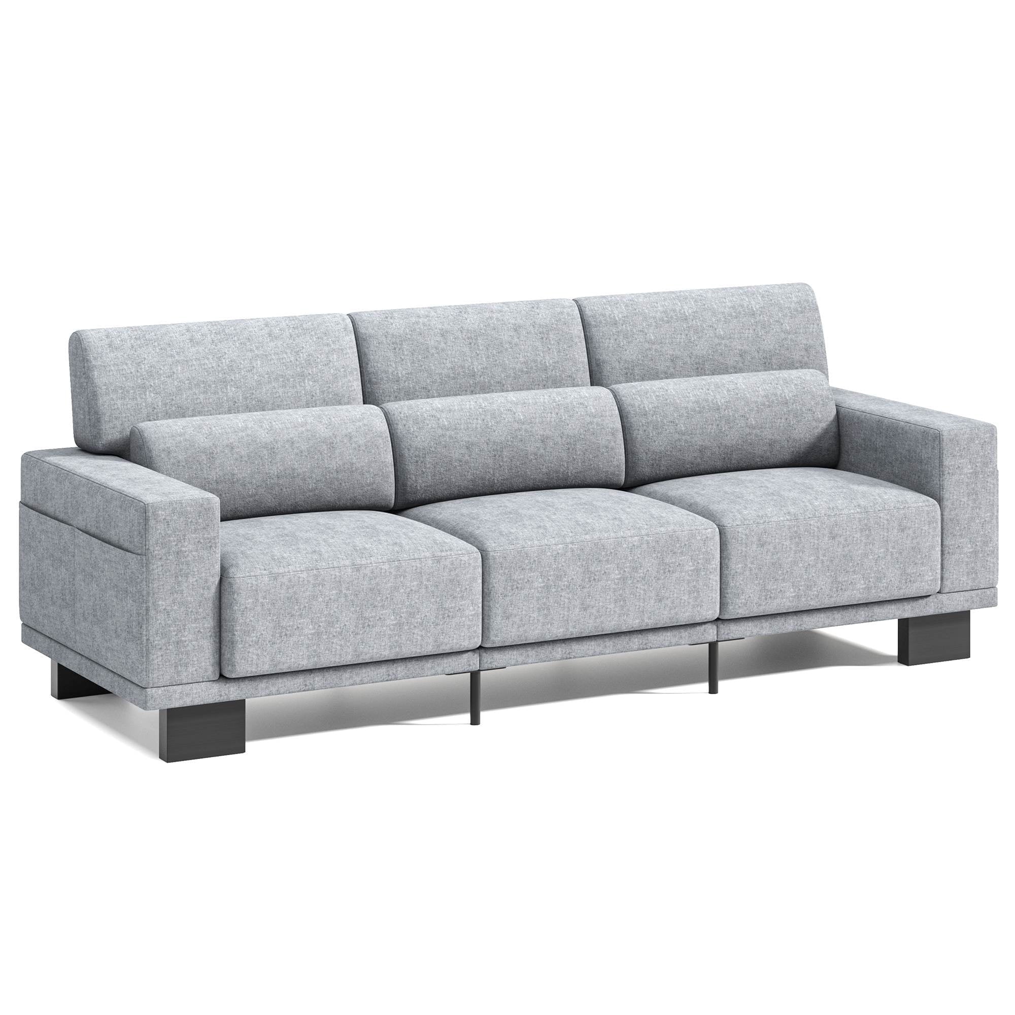 Asofer 89 3 Seater Sofa Couch,  Comfy Extra Deep Seat with Upholstered  3 Pillows for Living Room, Apartment,Dark Gray