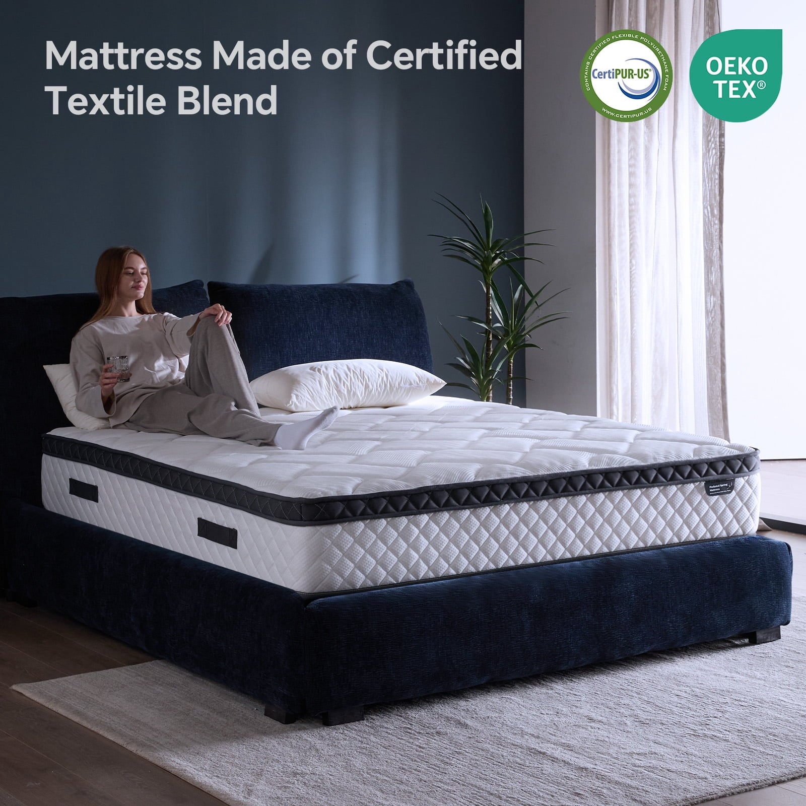 Blinddarm Queen Mattress, 12 inch Hybrid Memory Foam Mattress in a Box, Individual Pocket Spring, Medium Firm, CertiPUR-US