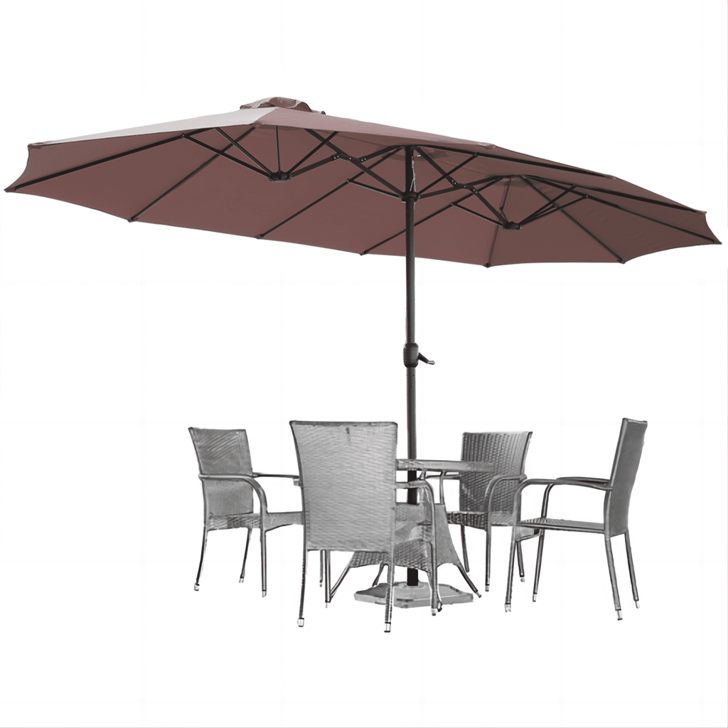 AECOJOY 10x10ft Outdoor Cantilever Patio Umbrella with Base, 360° Tilt & Rotate, Beige