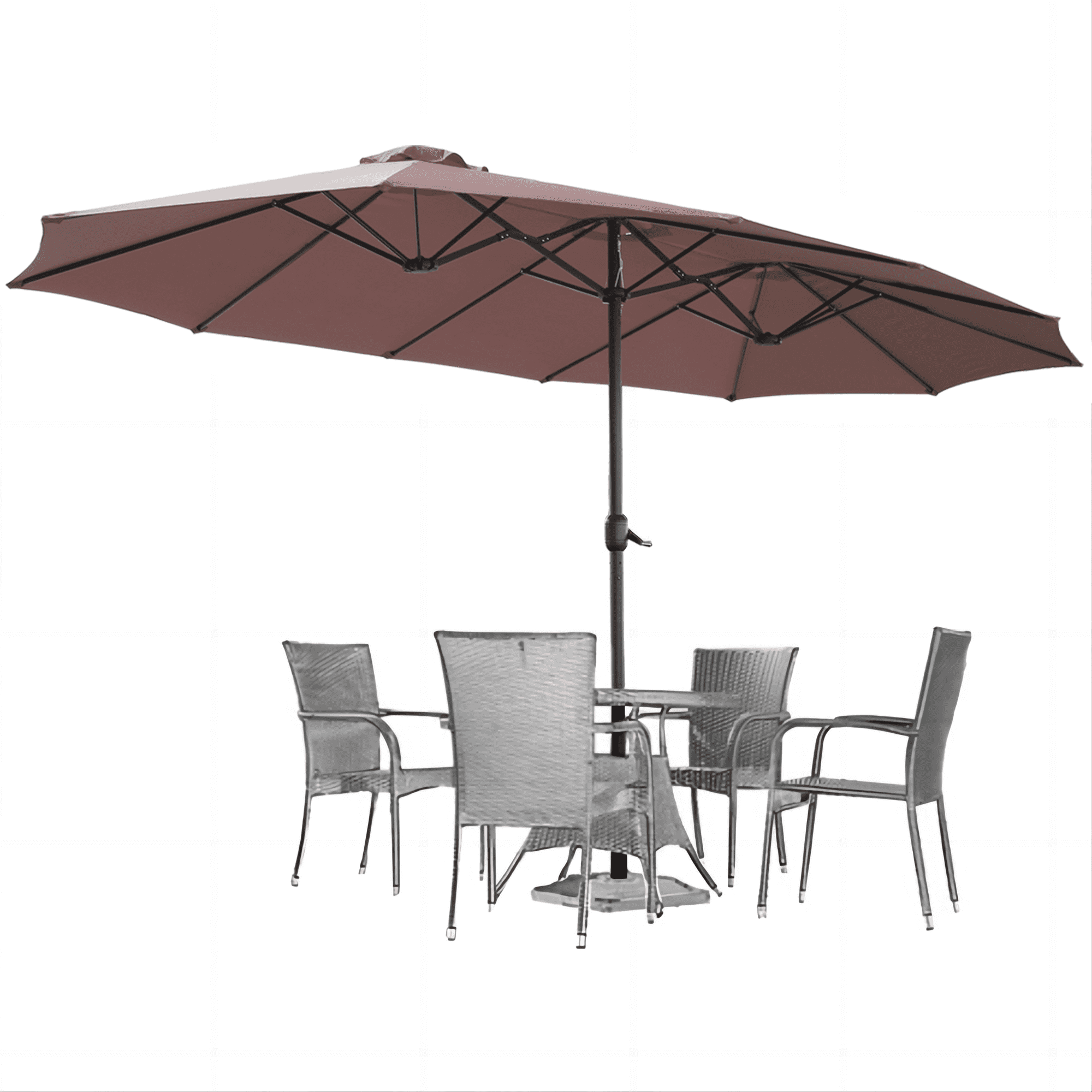 AECOJOY 10x10ft Outdoor Cantilever Patio Umbrella with Base, 360° Tilt & Rotate, Beige
