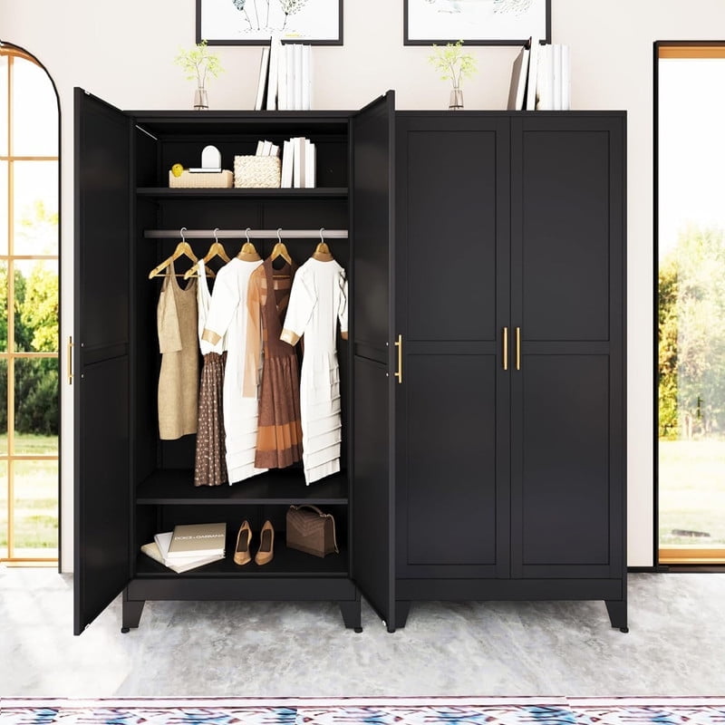 ERO 70.9H Steel Armoire and Wardrobe Storage Closet with Hanging Rod and Adjustable Shelves