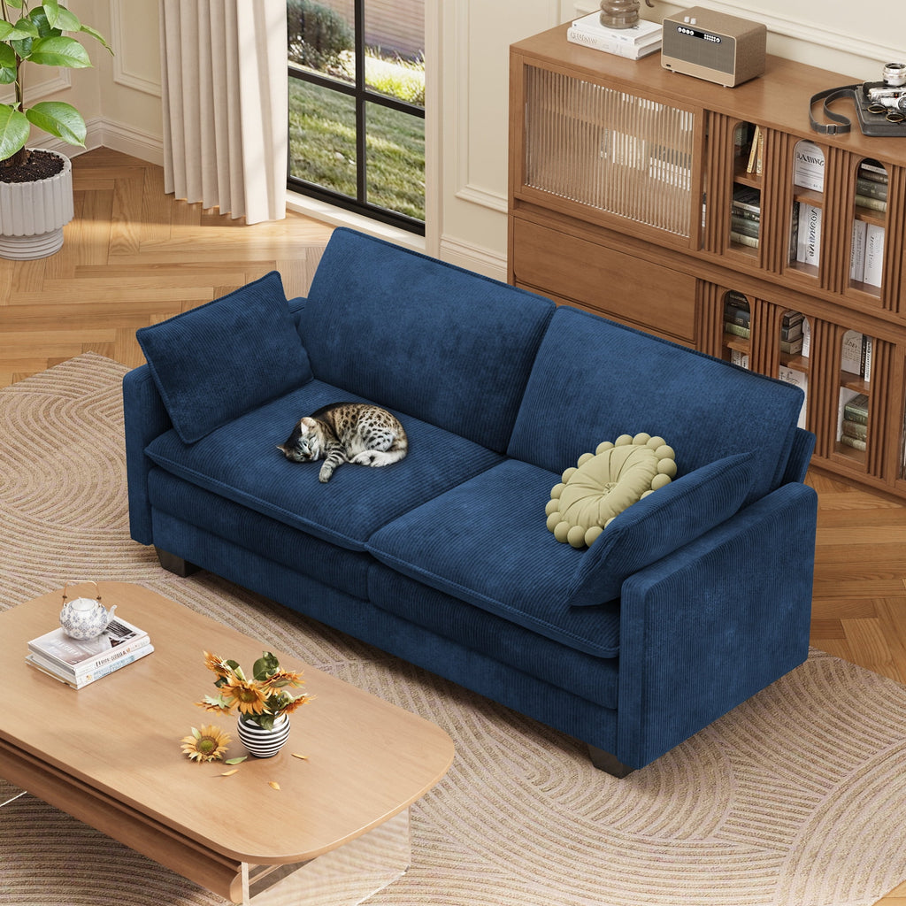 75’’ Cloud Couches for Living Room, Noelse L Shaped Modular Sofa with Deep Seats, 2 Seater Love Seat Couch with Removable Washable Corduroy Fabric for Living Room Bedroom and Apartment, Gray