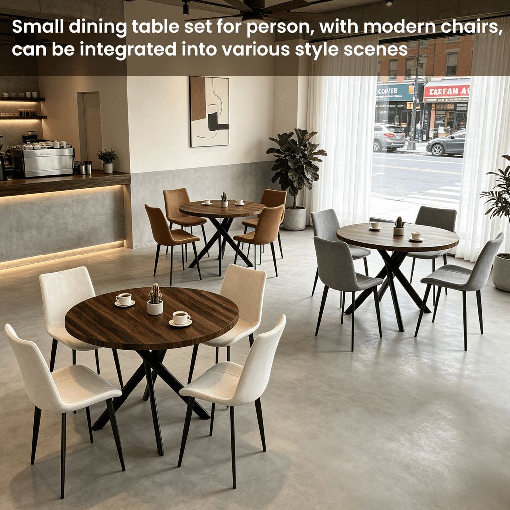 43.5 Round Dining Table for 4, Space Saving Kitchen Table with Metal Legs, Mid Century Modern Dining Table for Dining Living Room Apartment Small Space
