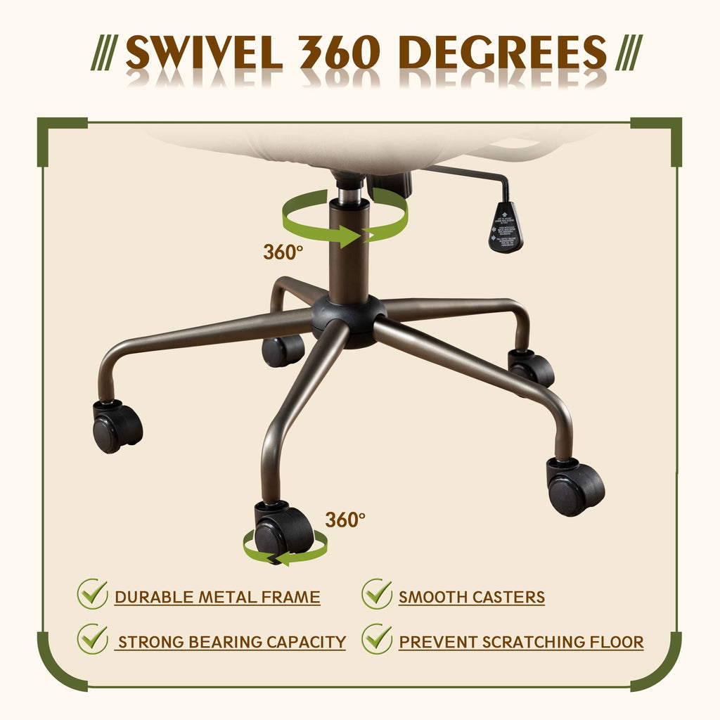 Toject Ergonomic Office Chair, High Back Big Comfy Home Office Chair with Lumbar Support, Mid-Century Modern Computer Executive Office Chair, Brown