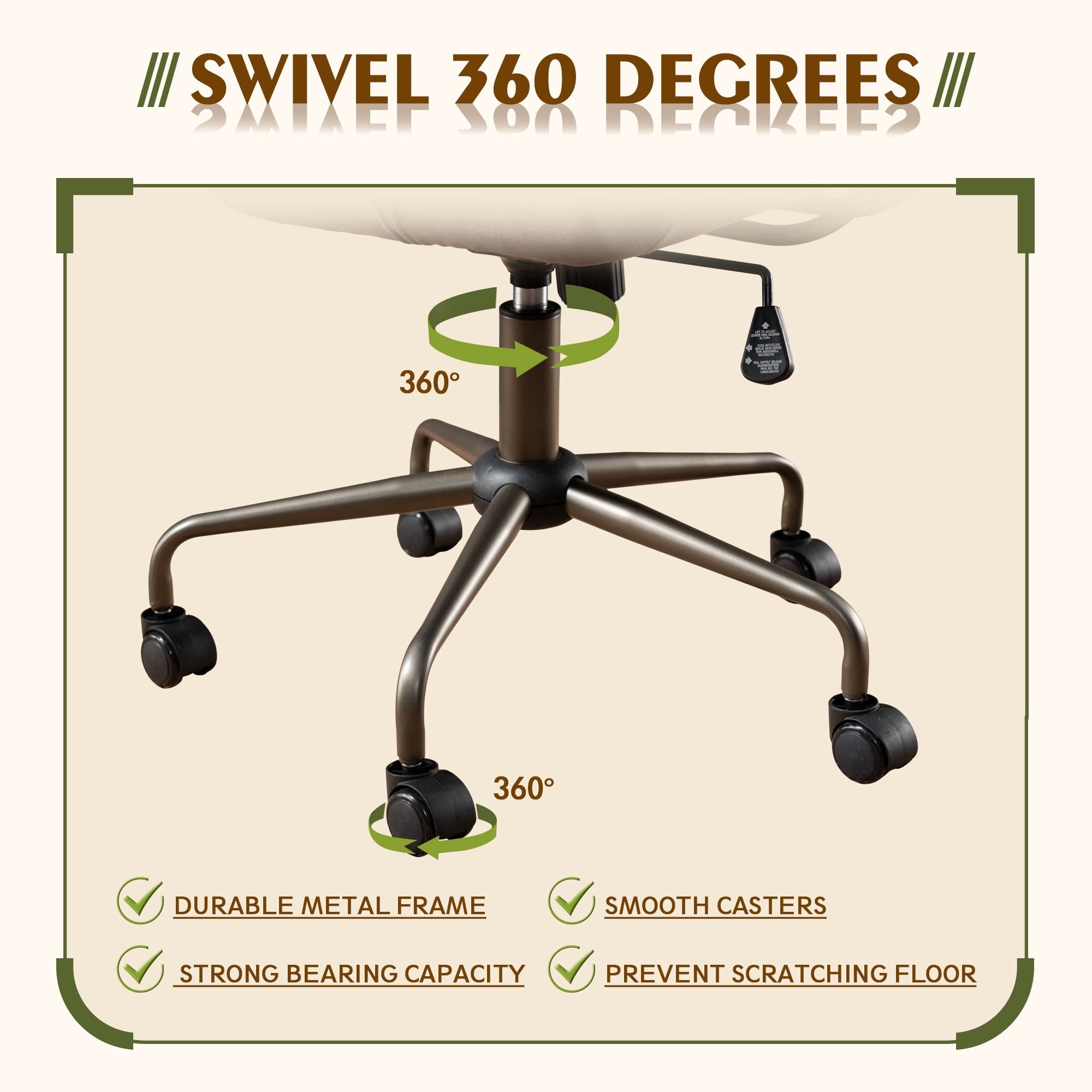 Toject Ergonomic Office Chair, High Back Big Comfy Home Office Chair with Lumbar Support, Mid-Century Modern Computer Executive Office Chair, Brown