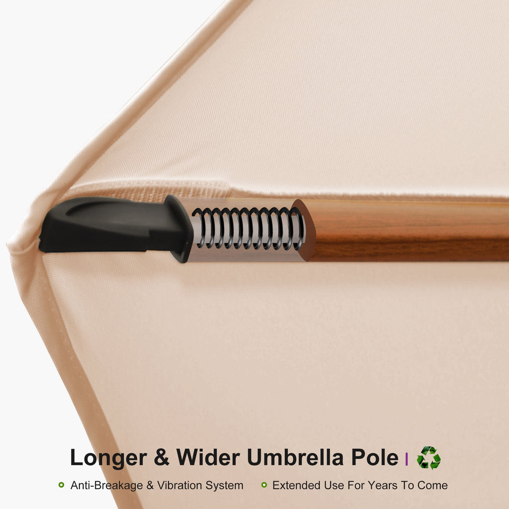 PURPLE LEAF 11FT Deluxe Round Wood Grain Patio Umbrella, Large Offset Cantilever Umbrella with 360° Rotation, Navy Blue