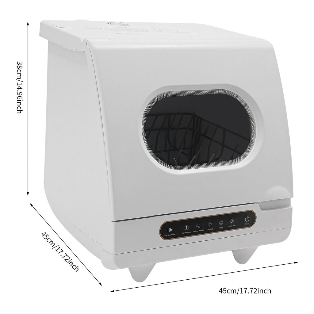 Compact Countertop Dishwasher with 5 Wash Programs, 360° Spray Arms, and Quick Installation – Ideal for Small Apartments, Dorms, and RVs