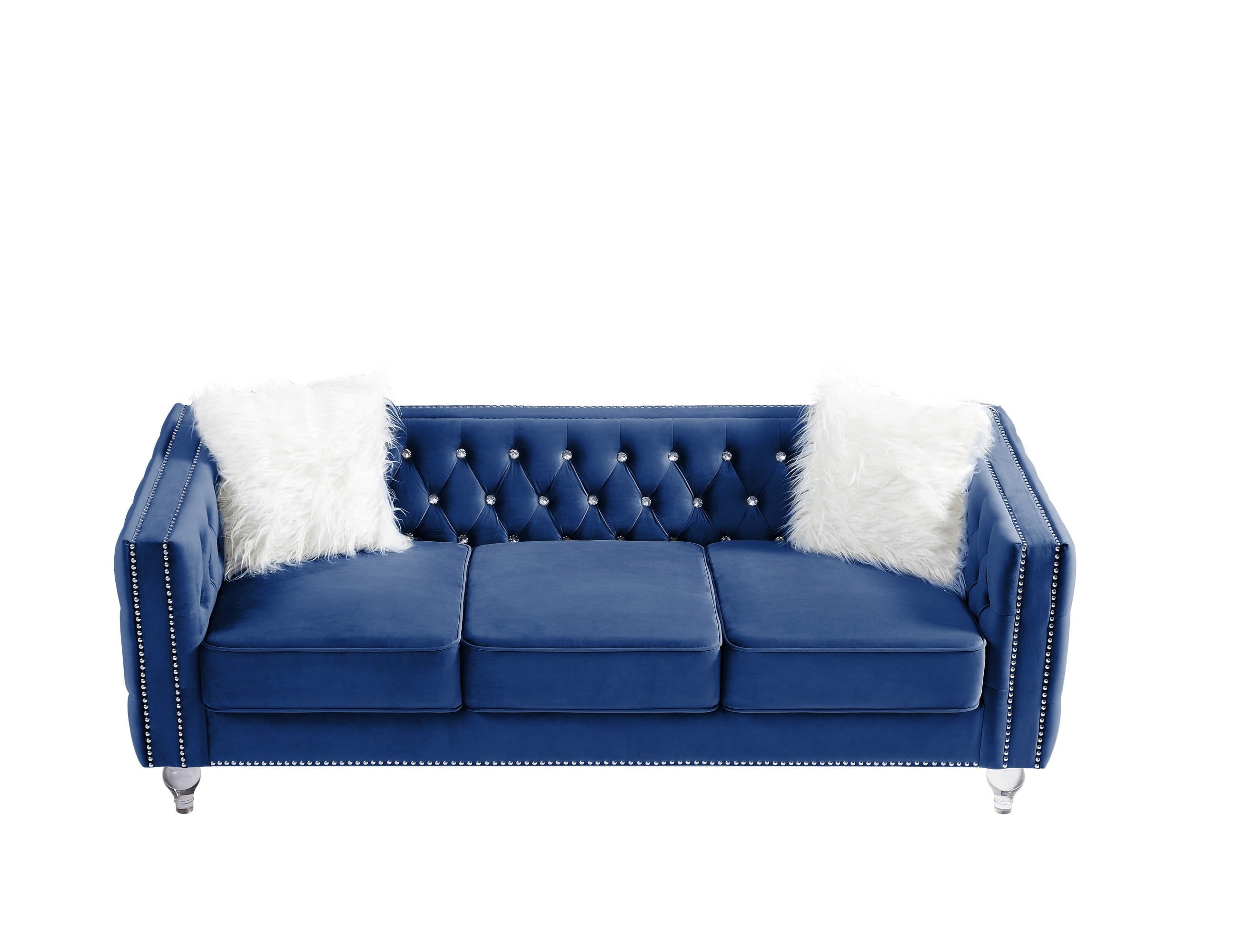 Gewnee 86.6 Modern Sofa Couch,Teddy Velvet 3 Seaters Comfy Couch with Deep Seat for Living Room,2 Pillows,Beige