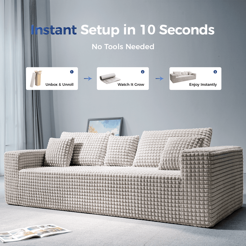Patbrela 101 Couch for Living Room Furniture Diamond Boneless Sofa with 31-inch Extra Deep Seat, No Assembly, Gray